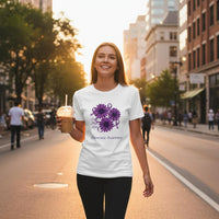 Load image into Gallery viewer, Purple Floral Faith Hope Love T-Shirt - Dementia Awareness Tee - Handmade Gift

