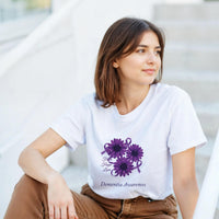 Load image into Gallery viewer, Purple Floral Faith Hope Love T-Shirt - Dementia Awareness Tee - Handmade Gift
