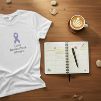 Load image into Gallery viewer, Dementia Awareness Shirt – Love Remembers Always Tee | Purple Ribbon Support Gift | Gildan 5000 Unisex Heavyweight | Caregiver Support Shirt
