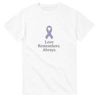 Load image into Gallery viewer, Dementia Awareness Shirt – Love Remembers Always Tee | Purple Ribbon Support Gift | Gildan 5000 Unisex Heavyweight | Caregiver Support Shirt
