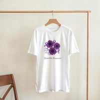 Load image into Gallery viewer, Purple Floral Faith Hope Love T-Shirt - Dementia Awareness Tee - Handmade Gift
