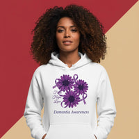 Load image into Gallery viewer, Floral Faith Hope Love Hoodie | Purple Ribbons | Dementia Awareness Pullover
