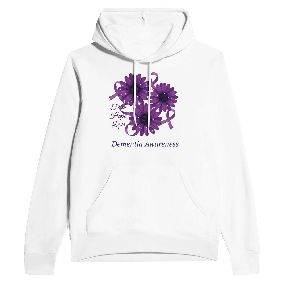 Floral Faith Hope Love Hoodie | Purple Ribbons | Dementia Awareness Pullover