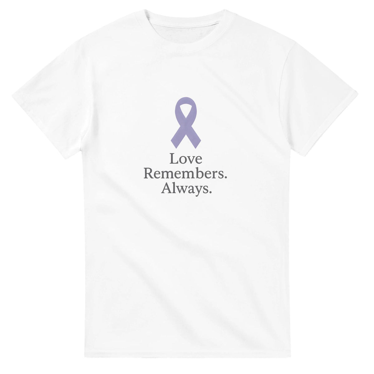 Dementia Awareness Shirt – Love Remembers Always Tee | Purple Ribbon Support Gift | Gildan 5000 Unisex Heavyweight | Caregiver Support Shirt