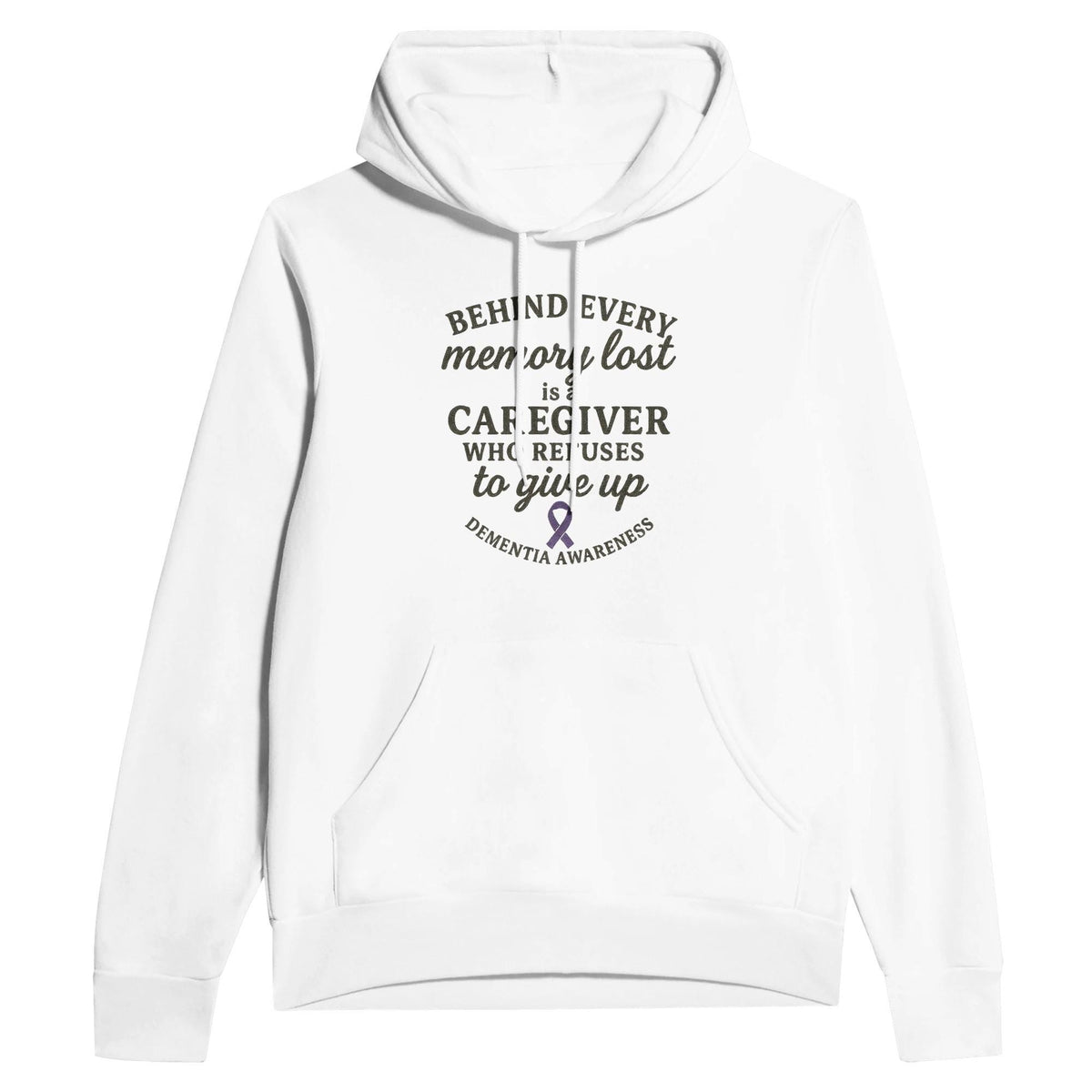 Inspiring Dementia Awareness Hoodie - Unisex Fleece Pullover with Quote & Purple Ribbon