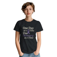Load image into Gallery viewer, Empowering Alzheimer’s &amp; Dementia Awareness Tee - Inspirational Quote, Purple Ribbon, Vintage Distressed Style