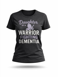 Load image into Gallery viewer, Daughter of a Warrior T-Shirt - Purple Ribbon for Dementia Awareness - Soft Comfort Tee
