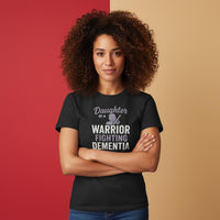 Load image into Gallery viewer, Daughter of a Warrior T-Shirt - Purple Ribbon for Dementia Awareness - Soft Comfort Tee