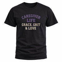 Load image into Gallery viewer, Alzheimer's Awareness Caregiver Tee - Grace, Grit &amp; Love T-Shirt for Dementia Support